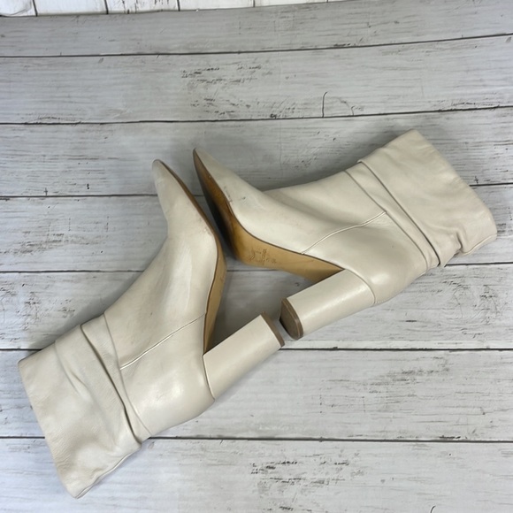 Marc Fisher Pointed Toe Slouchy Cream Ankle Boots - Picture 6 of 14